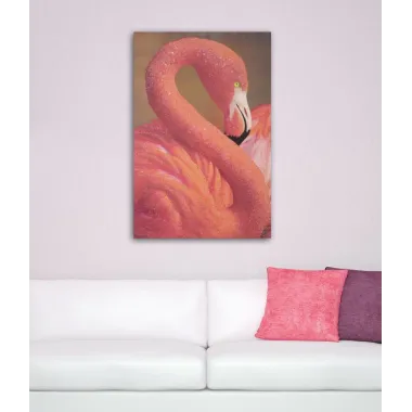 DRUK NA PŁÓTNIE Z APLIKACJAMI -A- FLAMINGO 80X3,8X120 cm